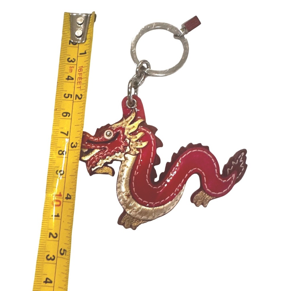 Coach Red Gold Leather Key Fob Year Of The Dragon New Year 2012 Zhang Lan RARE - Picture 5 of 10